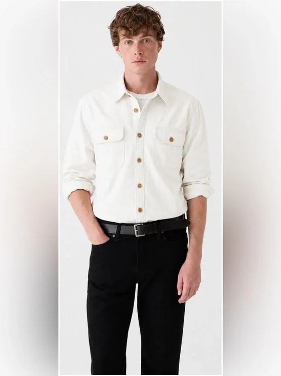 J.Crew Midweight denim workshirt in chalk