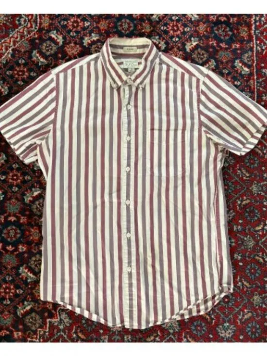 Mens J Crew Short Sleeved Button Down Striped Shirt