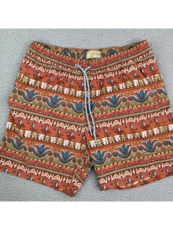 J.Crew Original Swimwear Aztec Print Mesh Lined Swim Trunks Men's Small (28x6)