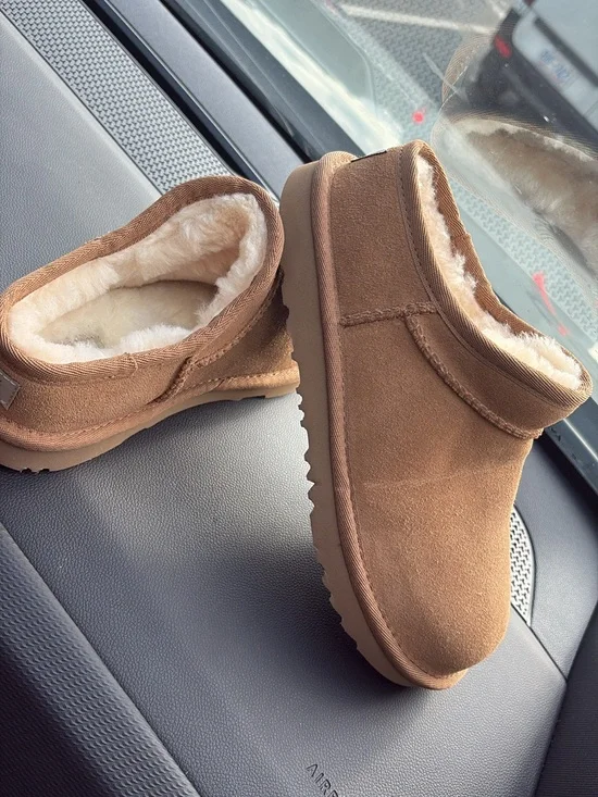 UGG Kids Chestnut Brown Cozy Suede Slip-On Slippers