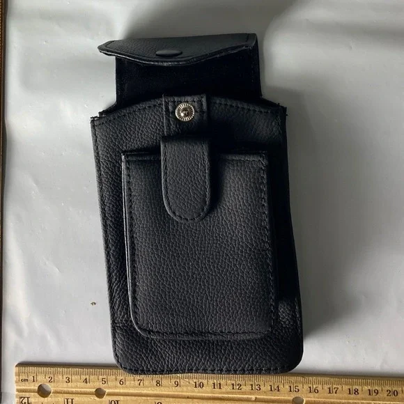 Black Faux Leather Phone‎ Pouch Belt Clip Holster Case