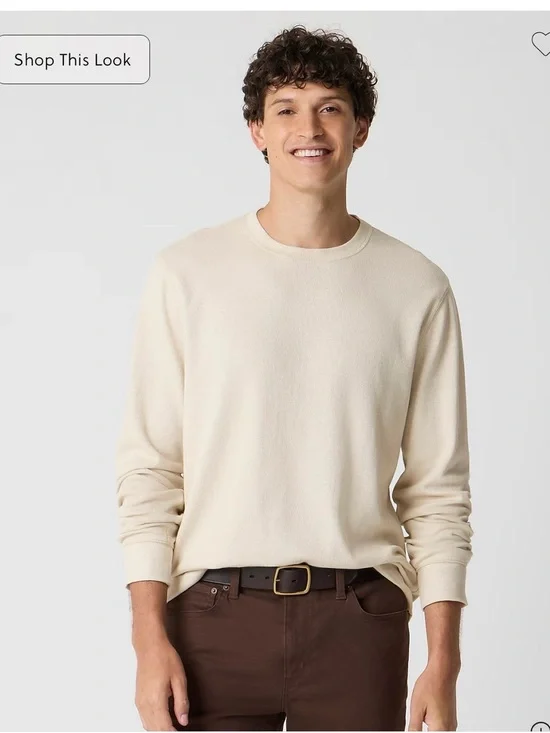 J. Crew Men's Crewneck thermal long sleeve shirt in Ivory