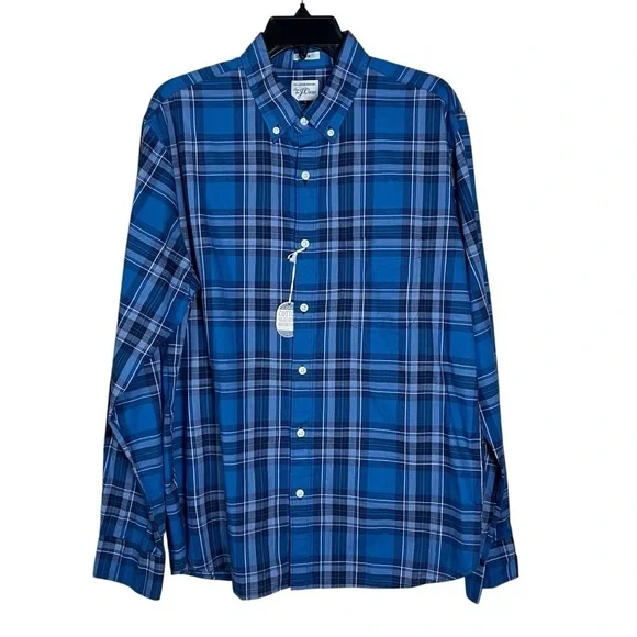 J. Crew Button Down Mens Large Blue Plaid NWT Long Sleeve Slim Fit Cotton Casual
