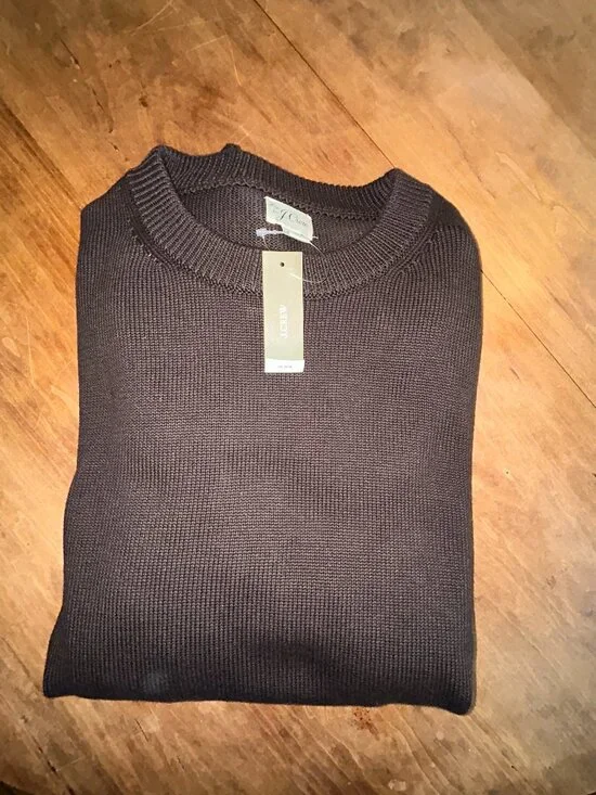 J. Crew Cotton Crewneck Brown Sweater, Men's Large, NWT