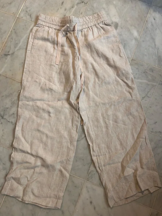 J Crew Beige Linen Drawstring Pants