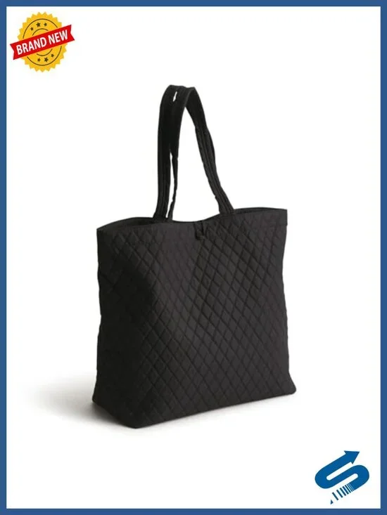 Premium Cotton Quilted Tote Bag with Pockets Machine Washable Handbag
