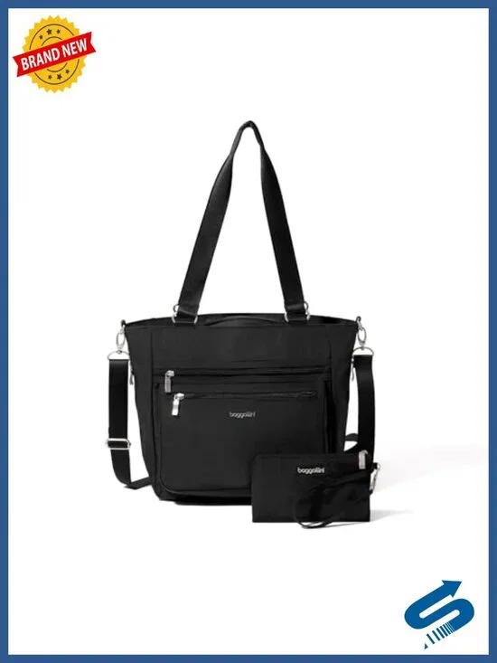 Nylon Tote Bag with RFID Wristlet, Adjustable Crossbody Strap, Travel Carry-On