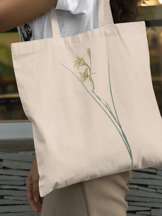 Gladiolus Vintage Floral Print Graphic Canvas Tote Bag