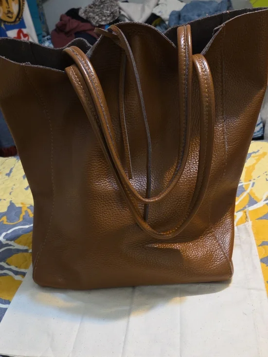 Italian Classic Brown Leather Tote Bag