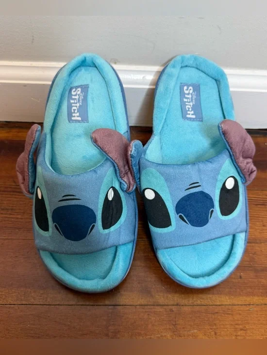 Disney Stitch Kids Blue Plush Slide Sandals