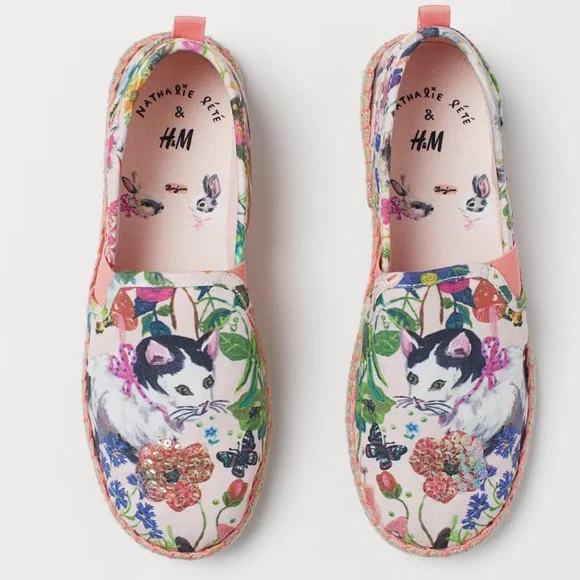 H&M Nathalie Lété x H&M Floral‎ Kids Slip-On Shoes Size 2