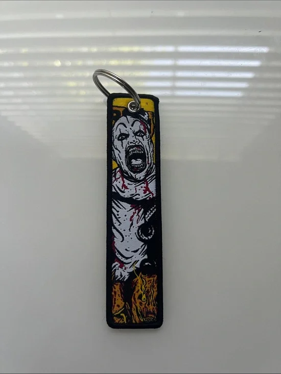 Art The Clown Horror Movie Character Embroidered Double Sided Key Tag Keychain