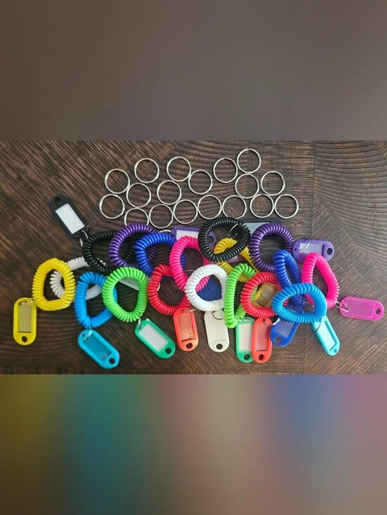🎉 2 Items/$15 🎉 Coiled Wrist Key Ring with ID Tag ‐ Multiple Colors(18pc)
