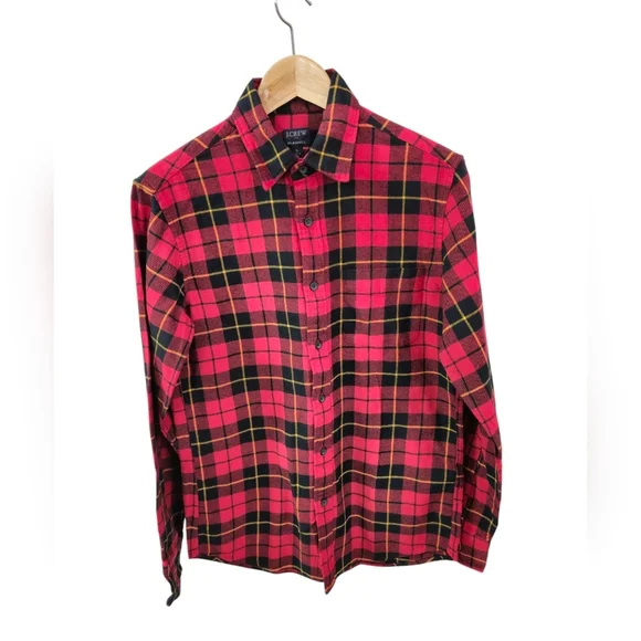 NWT J. Crew Red Flannel Cotton Long Sleeve Shirt Size Small