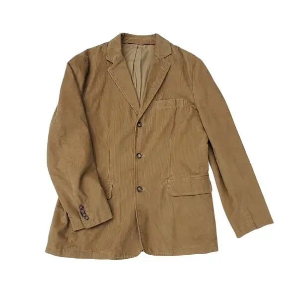 Vintage J Crew Brown Corduroy Blazer Ivy Prep Professor 3 Btn Sport Jacket Sz L