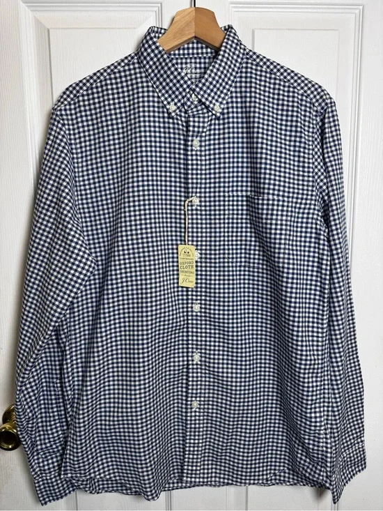 NWT J.Crew Slim Oxford Cloth Gingham Button Down Shirt Blue White Medium Classic