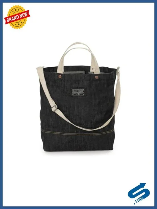 Waxed Cotton Denim Tote Bag - Heavy Duty Canvas Reusable Grocery