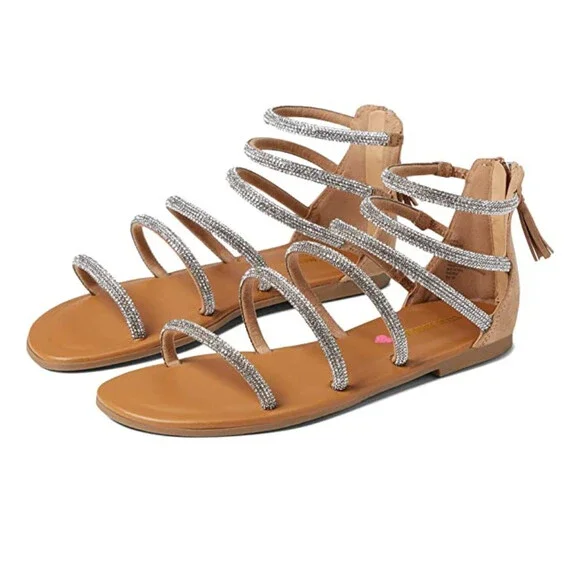 Steve Madden Twirl Sandals Girls 2 Silver Tasseled Memory Foam Strappy ZAP1170