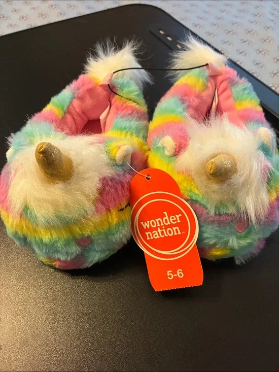 Wonder Nation Critter Unicorn Slippers, Size: 5-6, NWT