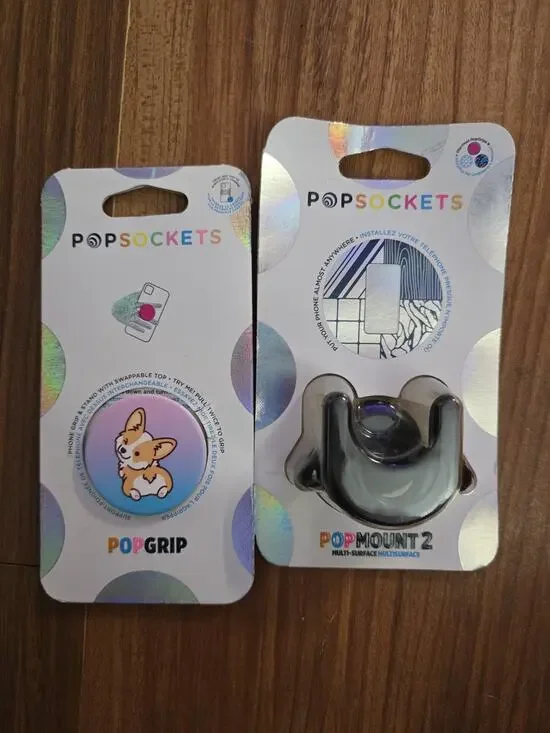 POPSOCKETS Pop Grip Pop Socket Cheeky Corgi, Brand New Stand with Swappable Top