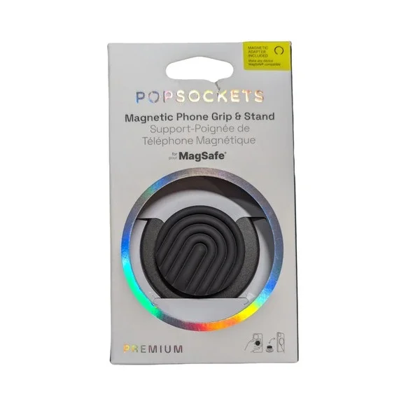 30-O‎ PopSockets MagSafe Round PopGrip Phone Grip & Stand Popout Curves Black