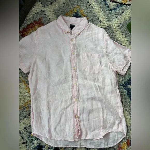 J.Crew 100% linen short sleeve button down mens large