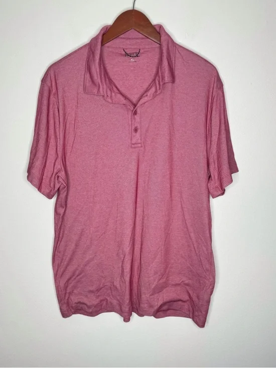 J.Crew Pink Heather Performance Polo Shirt XL Coolmax Cotton Blend Casual Golf