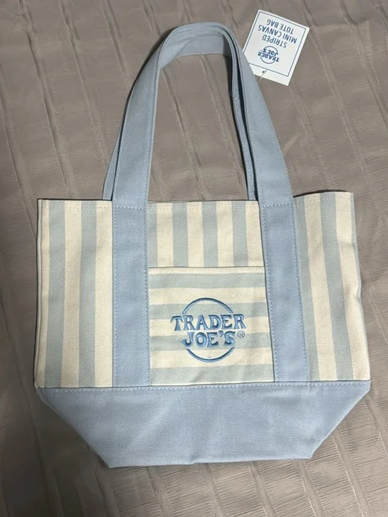 Trader Joe's Light Blue & Cream Striped Tote