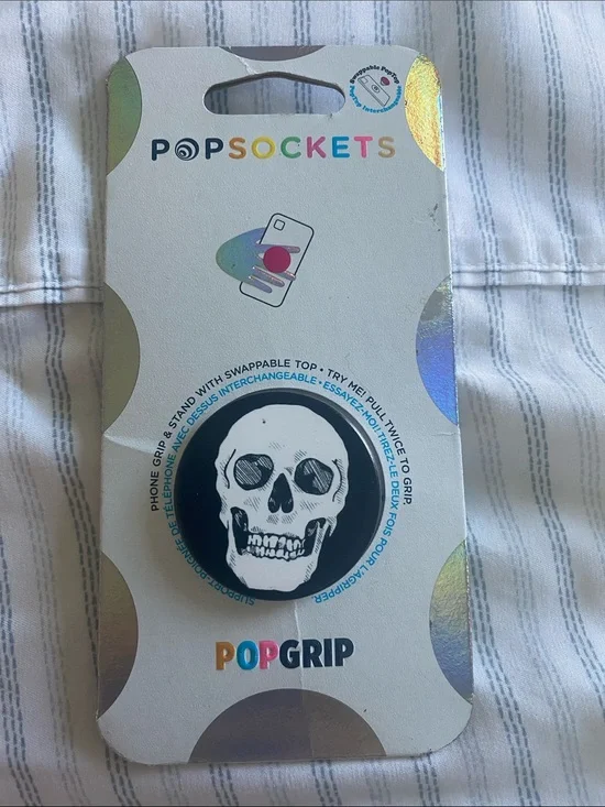 PopSocket PopGrip Phone Grip in White and Blue Accent