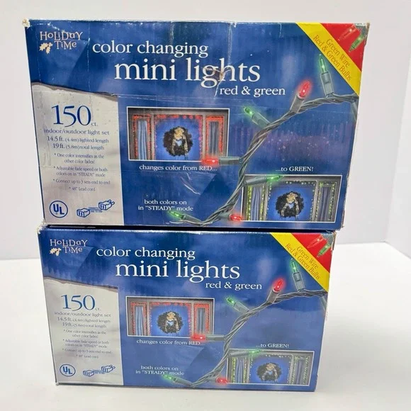 Color Changing Mini Christmas Lights Indoor/Outdoor 2 Box 150ct Red Green Tested