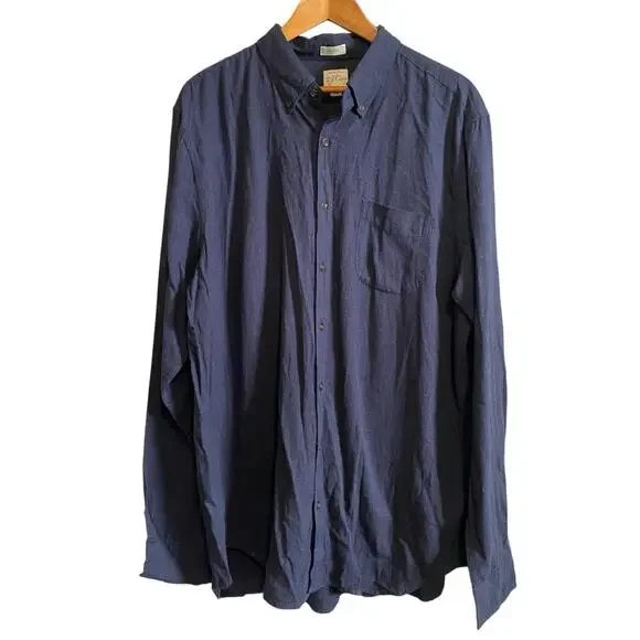 J. Crew Men’s Classic Brushed Twill Long Sleeve Navy Button Down Shirt XL T NWT