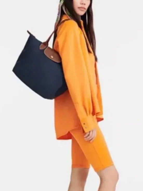 Longchamp Le Pliage Tote Bag - Medium -Black/Dark gray/Navy blue
