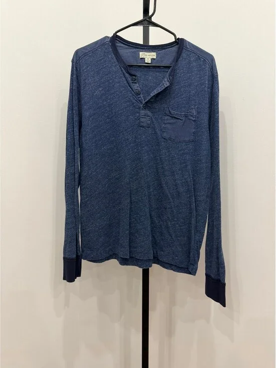 J.Crew Knit Goods Men's Slim Fit Long Sleeve Henley Shirt Medium Blue