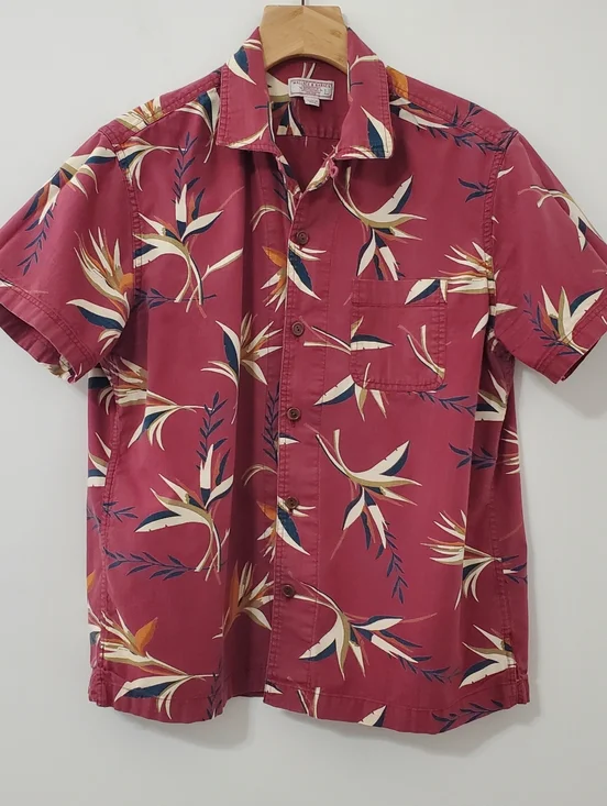 Wallace And Barnes J. Crew Short Sleeve Button Down Shirt Red  Mens Large