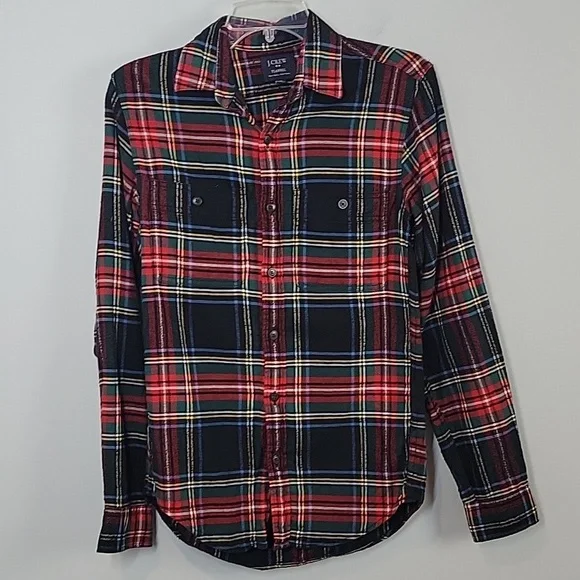 J. Crew mens slim red flannel shirt size XS