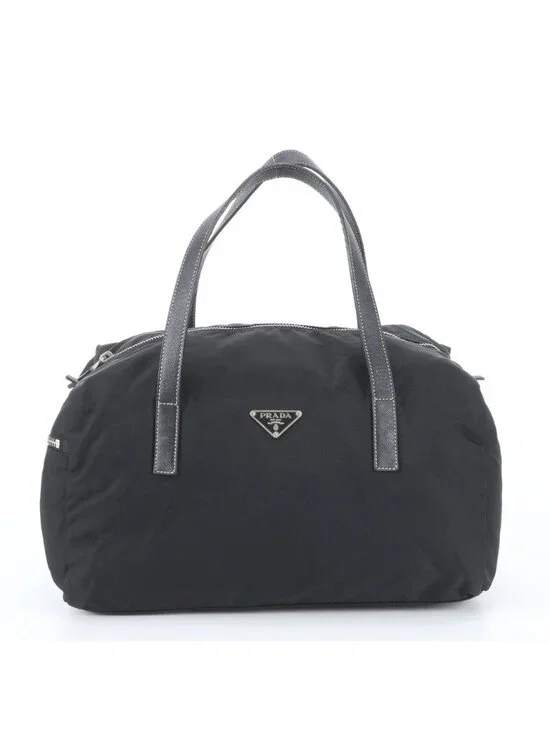 Prada Tessuto Nylon Saffiano Leather Tote Shoulder Hand Bag