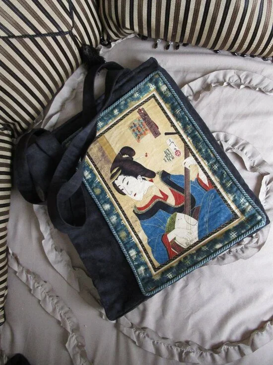 handmade suede tote bag