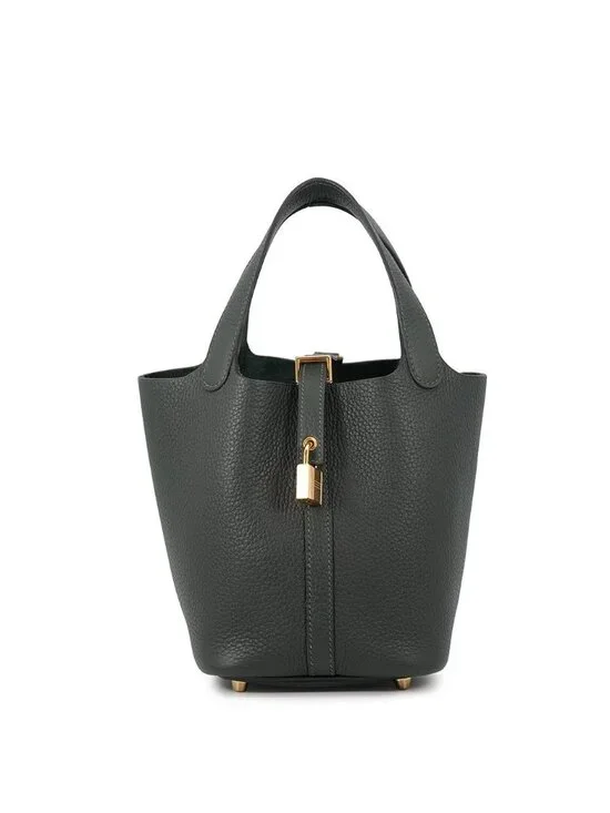 Hermes Handbag Picotin Lock PM Vert Mangrove Gold Taurillon Clemence Tote Bag