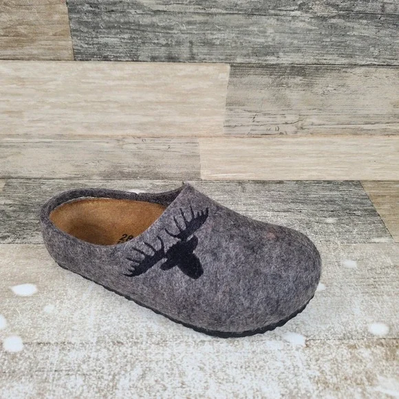 Birkenstock Kaprun Kids Clogs Sz 10 Gray Elk Wool Narrow Slip On Slippers‎