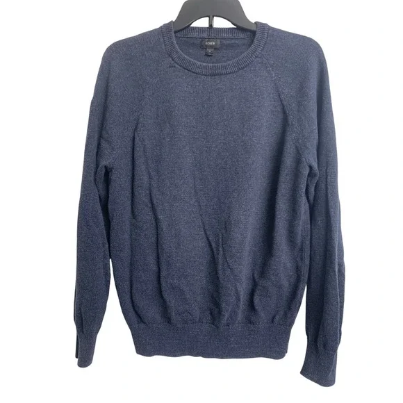 J.Crew 100%‎ Cotton Crewneck Raglan Sweater Navy Blue Size M