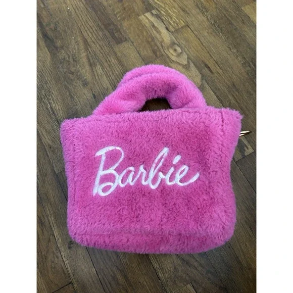 Skinnydip London x Barbie Pink Faux Fur Mini Tote Crossbody Bag Fluffy Purse