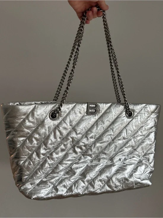 Balenciaga Large Crush Tote Bag with Chain Straps
