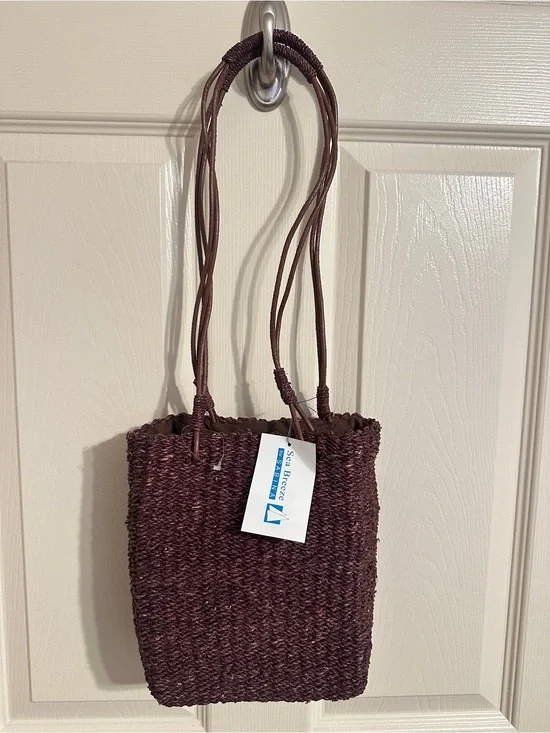 Sea Breeze by Sabina Woven Shoulder Tote Bag in Deep Brown Handmade Material