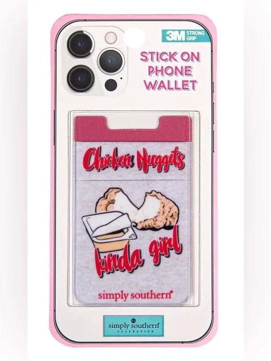 Simply Southern Red Chicken Nuggets Kinda Girl Stick-On Phone Wallet