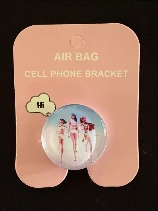 Pink Pop Socket Cell Phone with Character Artwork K-POP