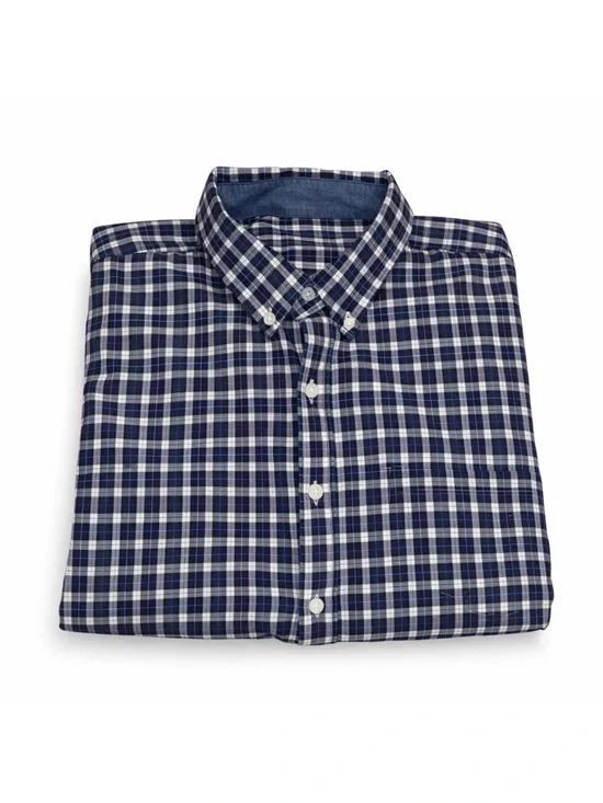 J.Crew Men’s Blue Plaid Button-Down Shirt XLT Tall 2-Ply Cotton