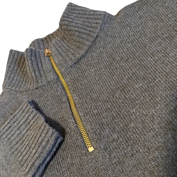 J. Crew Sweater Mens L Navy Blue Merino Wool Blend Quarter Zip J7612