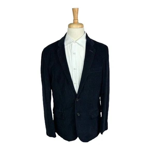 J Crew Blue Cotton Corduroy‎ Half Lined Mens Blazer Size Large