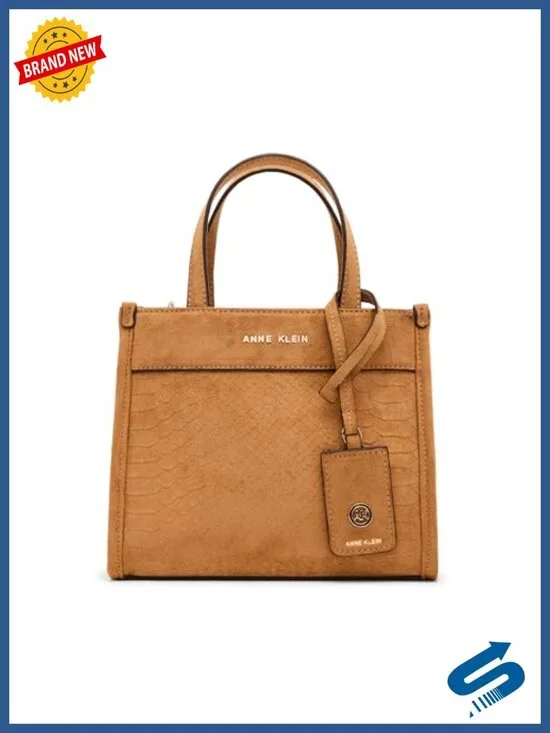 Faux Suede Mini Tote with Textured Finish, Top Handle, Snap Closure