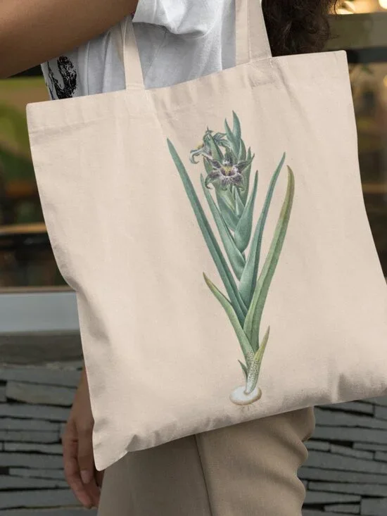 Spider Iris Vintage Floral Print Graphic Canvas Tote Bag